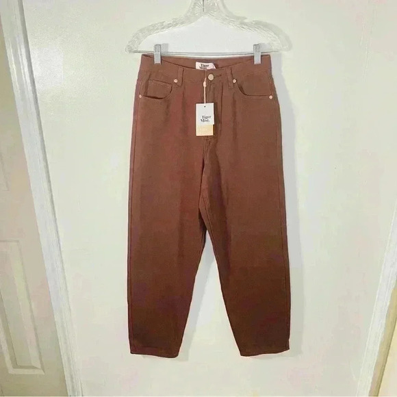 NWT Tiger Mist Pipa Jean Chocolate Faded Butterfly Print Slouchy Straight Leg - Picture 2 of 8